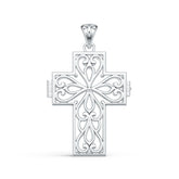 Sterling Silver Pendant Filigree Cross Locket