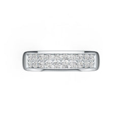 Sterling Silver Double-Row Wedding Band Ring with White Topaz or Moissanite Syzjewelry