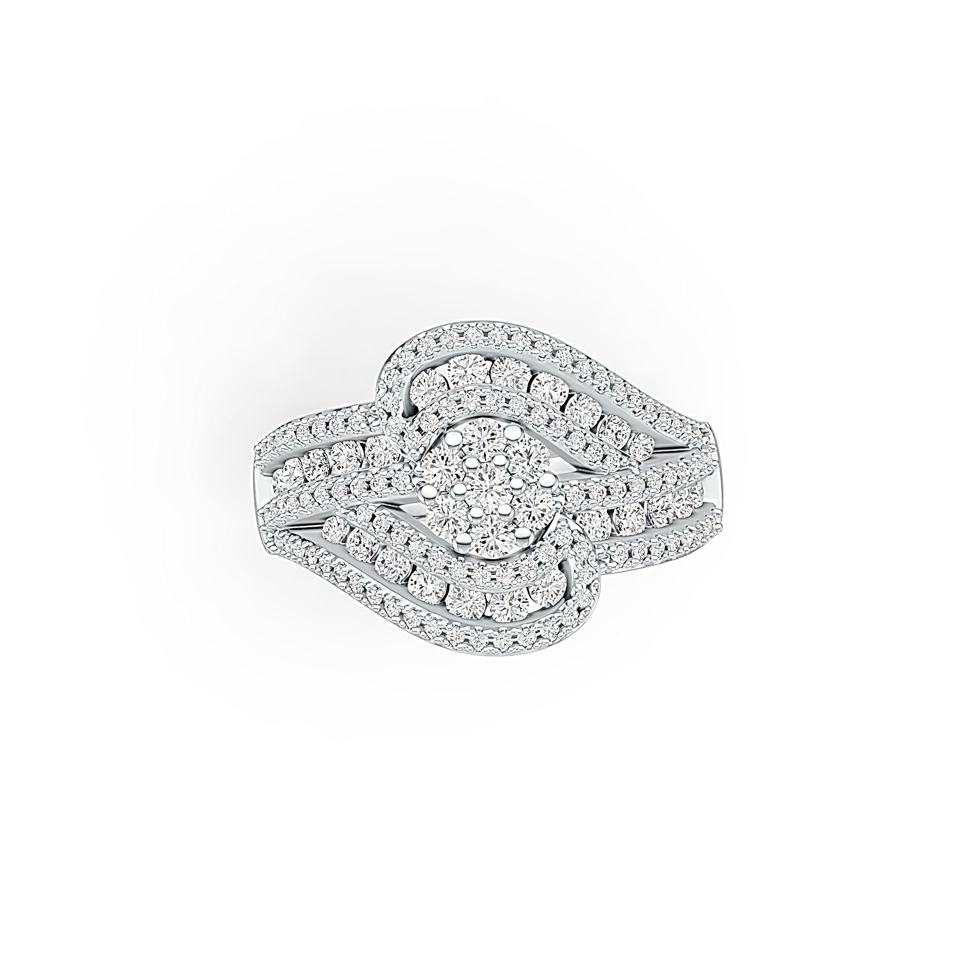 Sterling Silver Ring Multi-Row with White Topaz or Moissanite - Syzjewelry