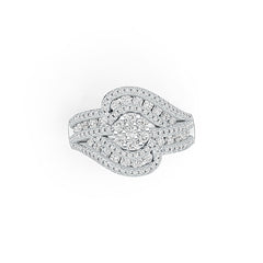Sterling Silver Ring Multi-Row with White Topaz or Moissanite - Syzjewelry