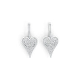 Sterling Silver Earrings with White Topaz or Moissanite Heart Theme DHJ