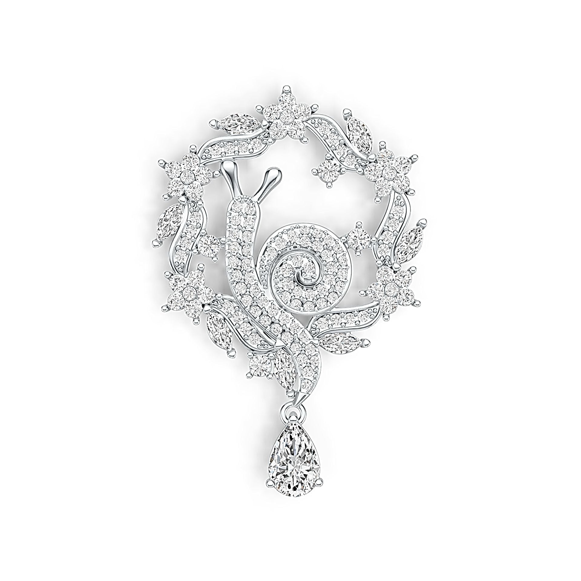 Sterling Silver Semi Mount Pendant Setting Pear PE 9X6mm MQ 5X3mm DHJ