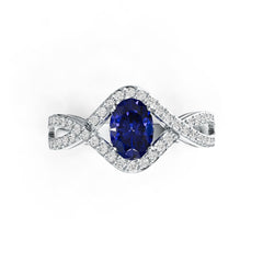 Sterling Silver Semi Mount Ring Setting Oval OV 7X5mm with White Topaz Syzjewelry