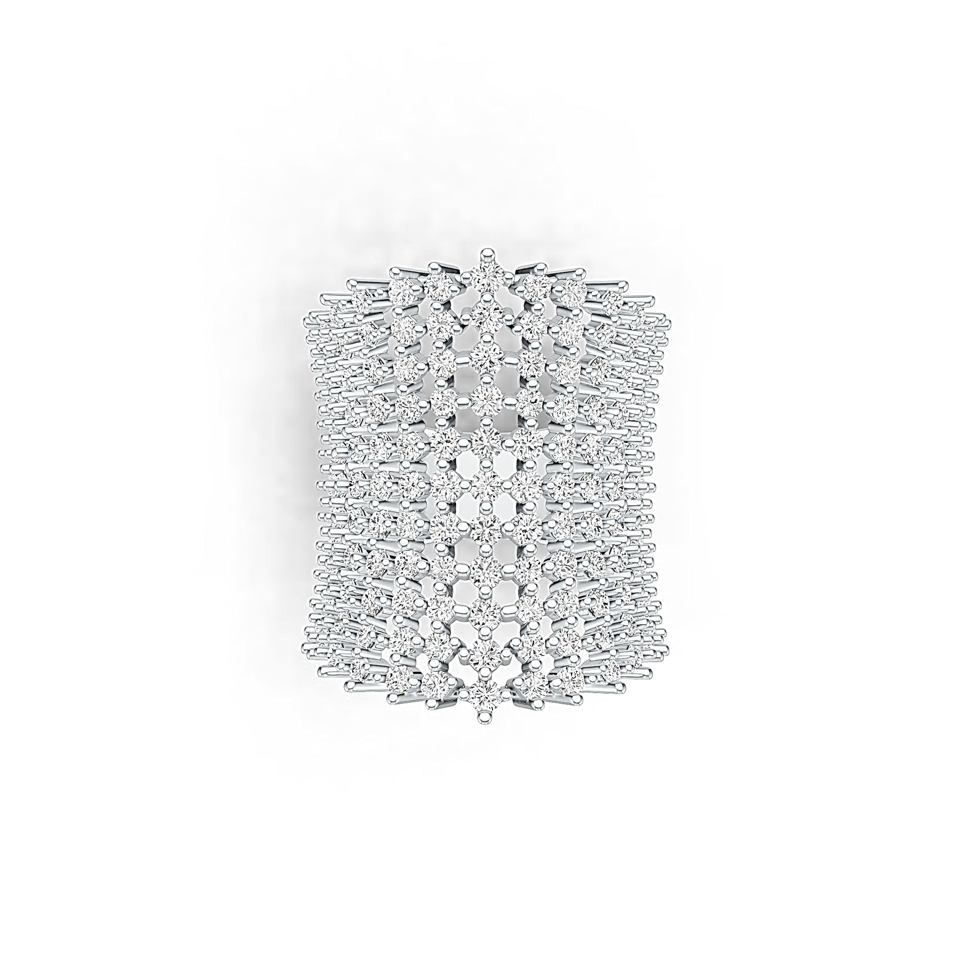 Sterling Silver Statement Ring Multi-Row with White Topaz or Moissanite - Syzjewelry