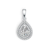 Sterling Silver Semi Mount Pendant Setting PE 7x5mm Halo with White Topaz Syzjewelry