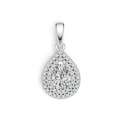 Sterling Silver Semi Mount Pendant Setting PE 7x5mm Halo with White Topaz Syzjewelry