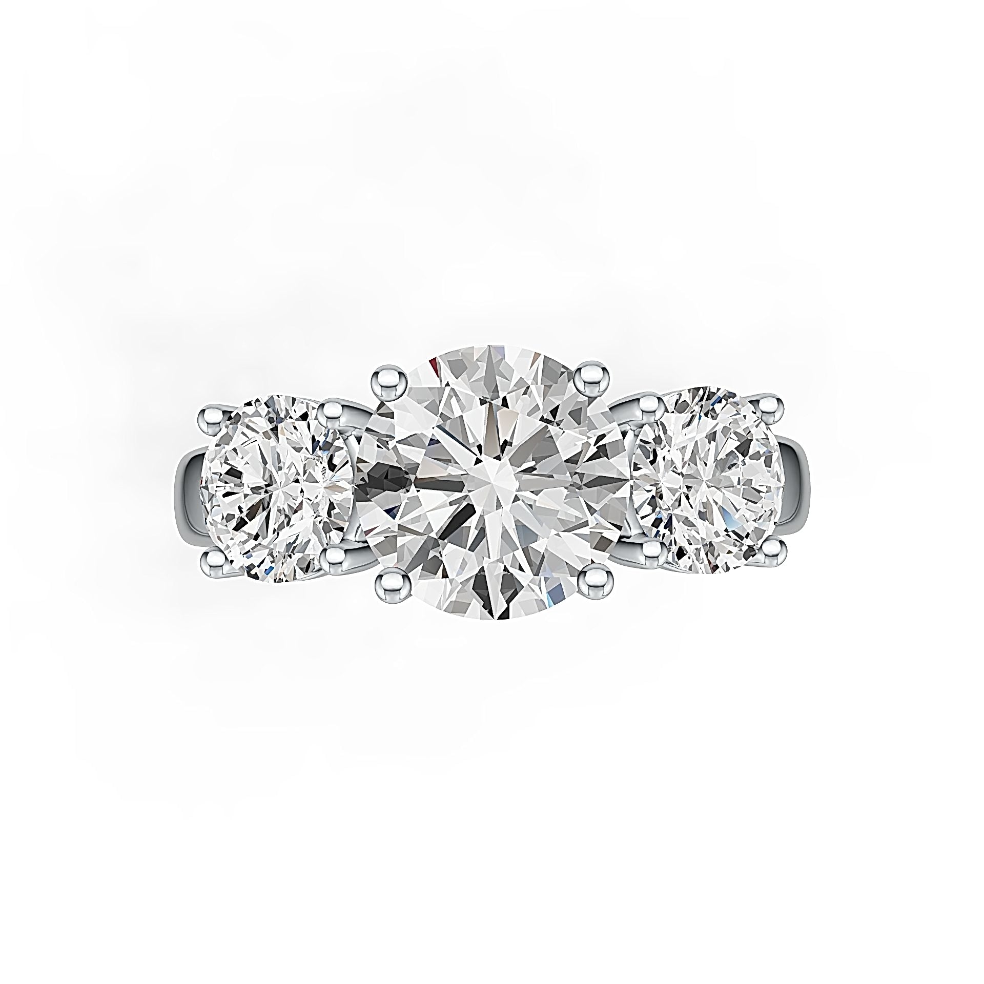Sterling Silver Semi Mount Ring Setting RD 8.4mm RD 5.9mm 3 Stone Ring Syzjewelry