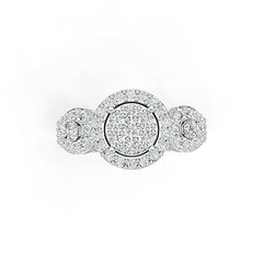 Sterling Silver Cluster Engagement Ring with White Topaz or Moissanite DHJ