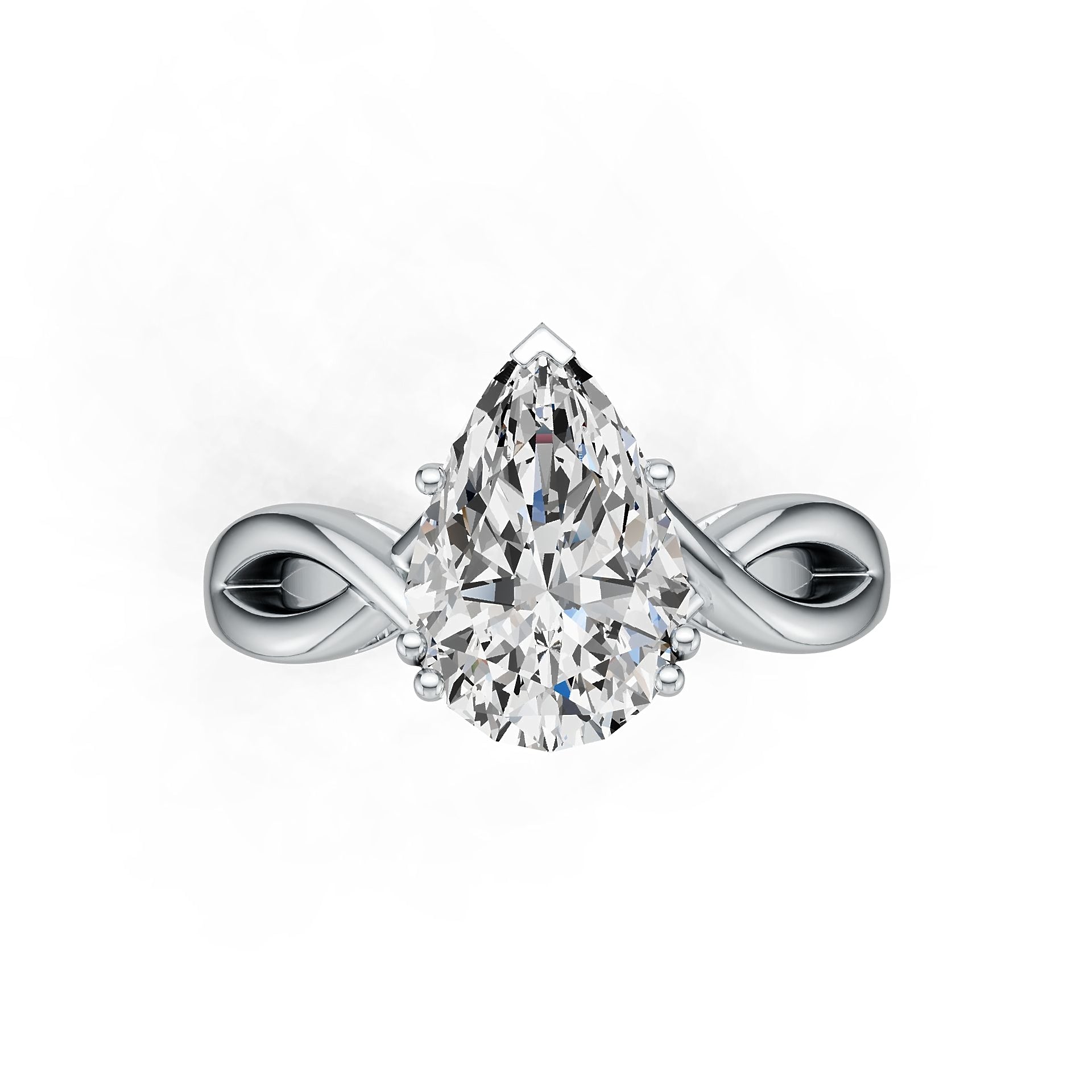 Sterling Silver Semi Mount Ring Setting Pear PE 12X8mm DHJ