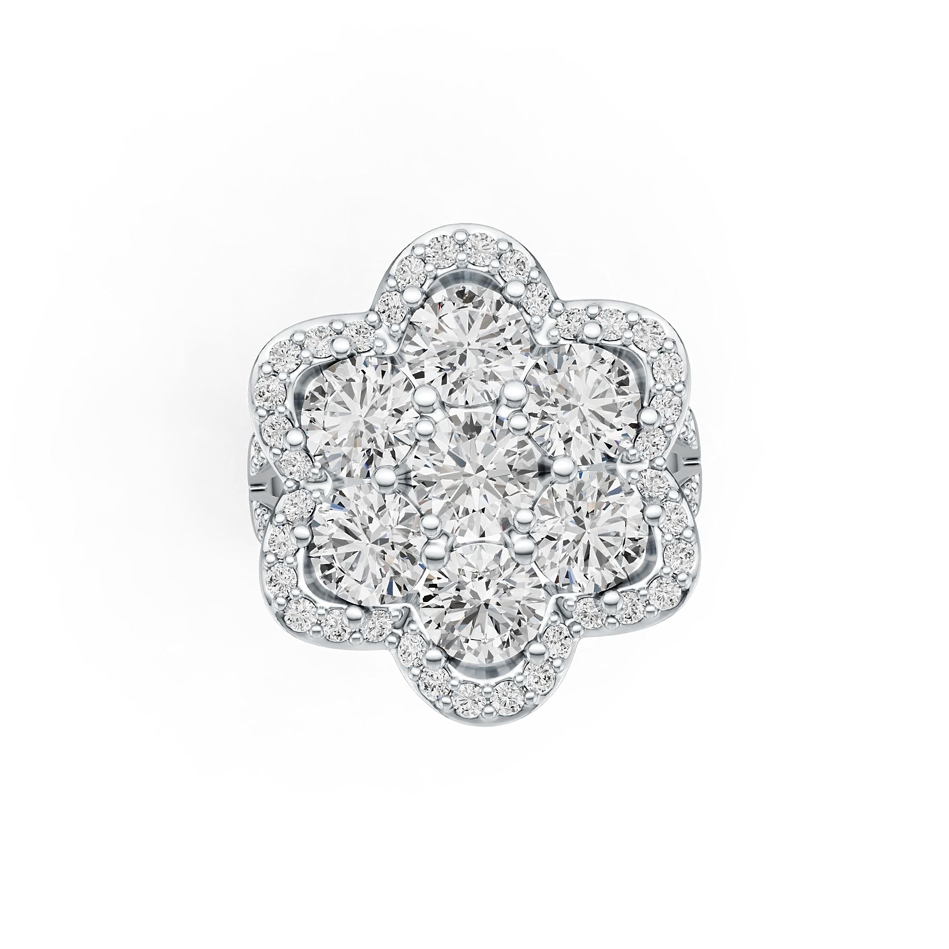Sterling Silver Semi Mount Ring Setting Round RD 6x6mm Flower Theme DHJ
