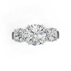 Three stone sterling silver ring setting, semi mount for 9mm center and 6.2mm side stones, polished finish