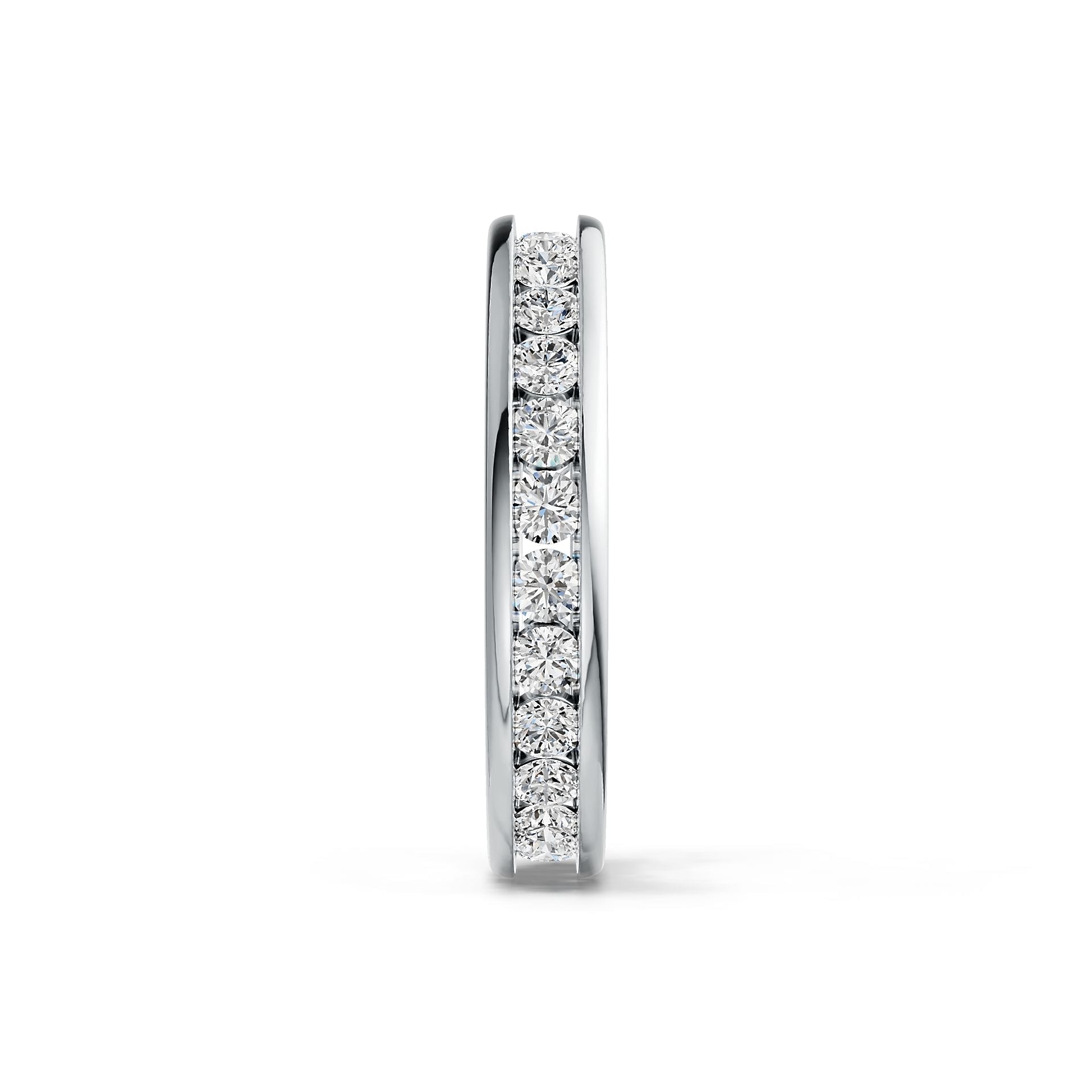 Sterling Silver Channel-Set Band Ring with White Topaz or Moissanite DHJ