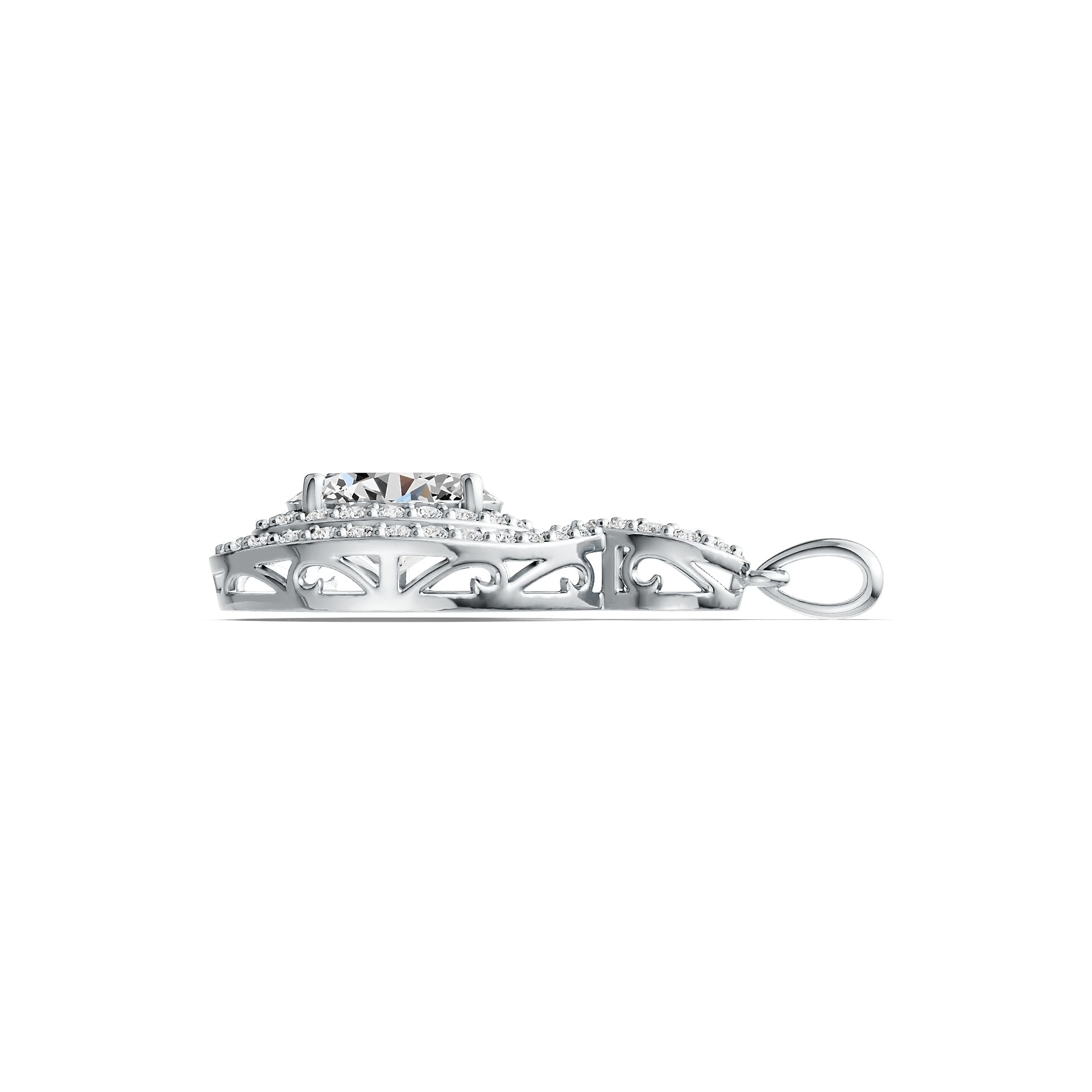Sterling Silver Semi Mount Pendant Setting Oval OV 10X8mm Double Halo DHJ