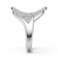 Sterling Silver Ring Leaf Theme with White Topaz or Moissanite DHJ