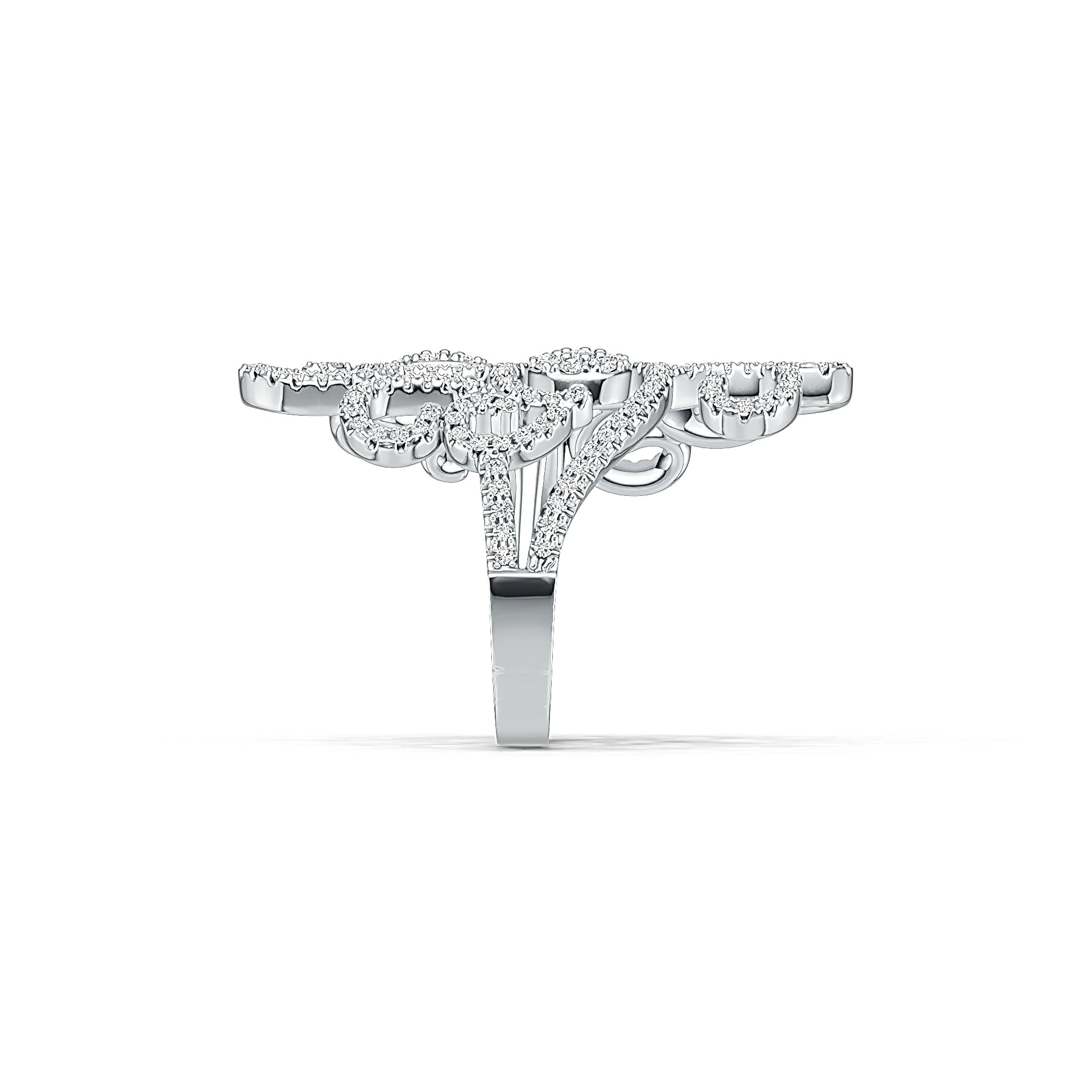 Sterling Silver Cocktail Filigree Ring with White Topaz or Moissanite - Syzjewelry