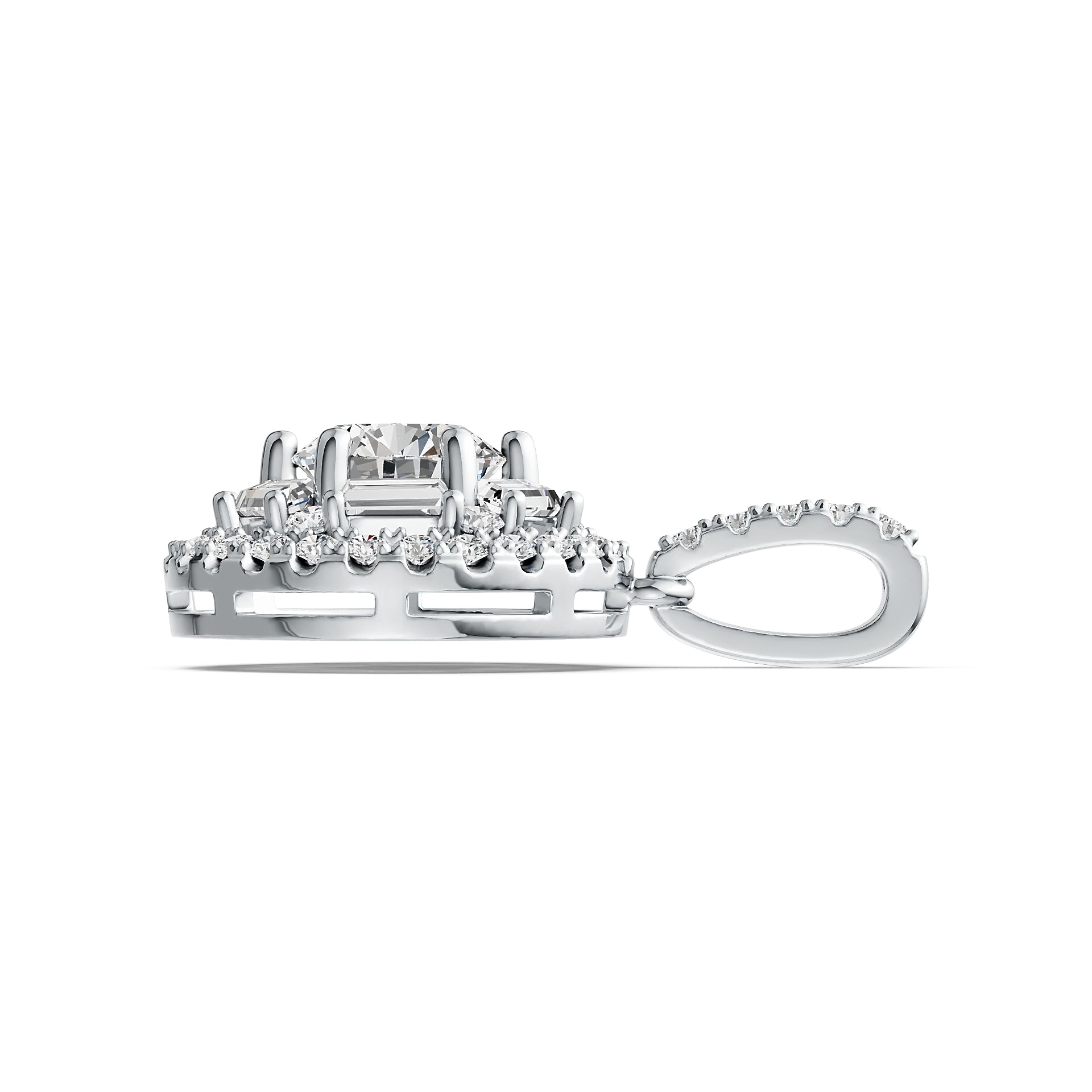 Sterling Silver Semi Mount Pendant Setting Round RD 8x8mm Halo DHJ