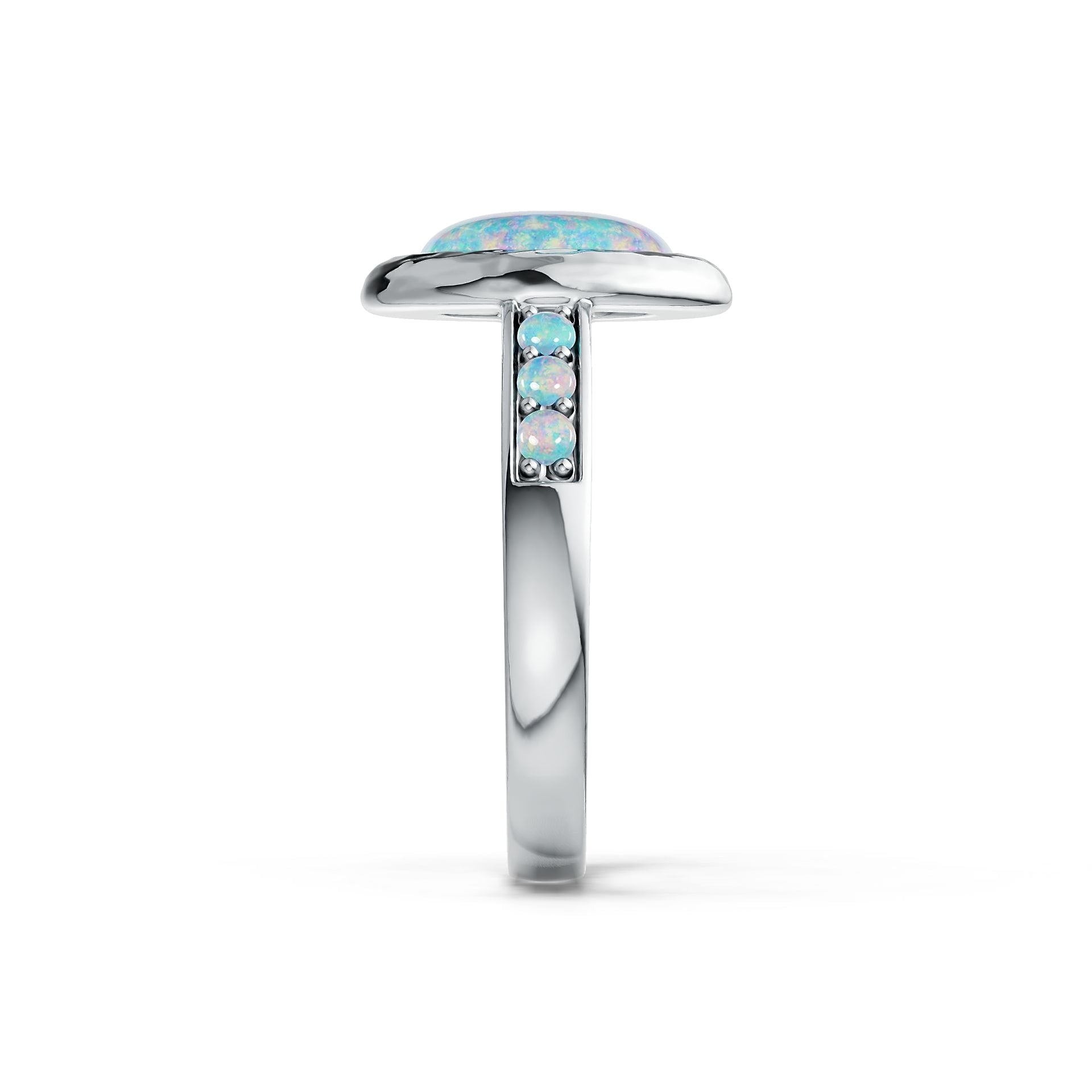 Sterling Silver Semi Mount Ring Setting Oval OV 10X8mm RD 2X2mm Cabochon DHJ