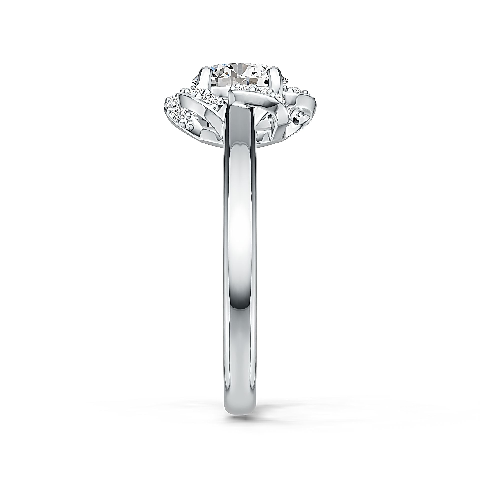Sterling Silver Semi Mount Ring Setting Round RD 6x6mm Halo Flower Ring Syzjewelry