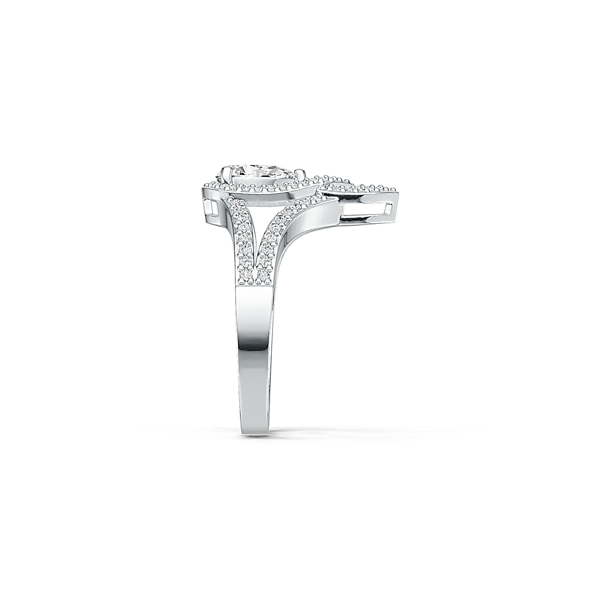 Sterling Silver Semi Mount Ring Setting Pear PE 8X6mm with White Topaz DHJ