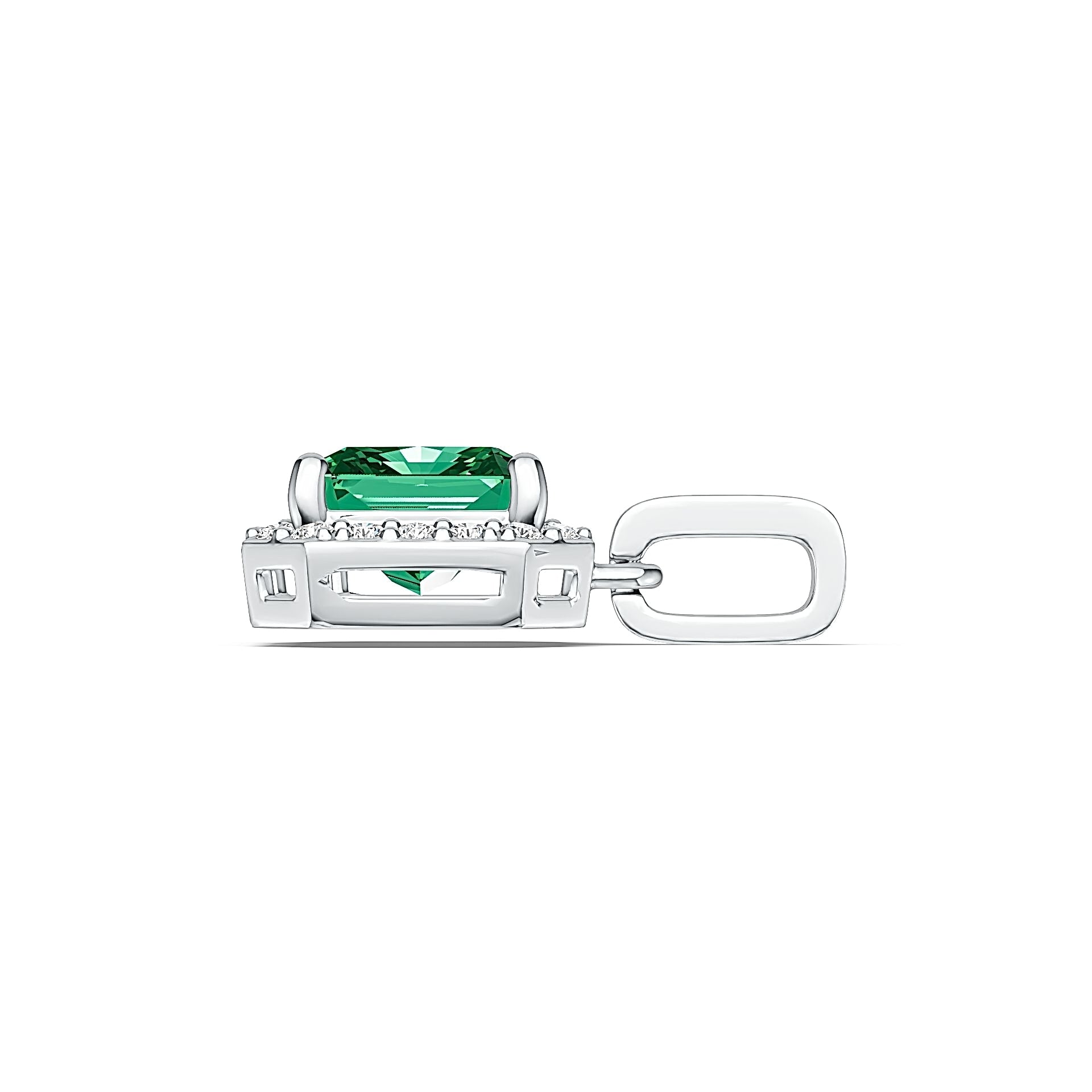 Sterling Silver Semi Mount Pendant Setting Emerald OCT 7X7mm Halo Syzjewelry