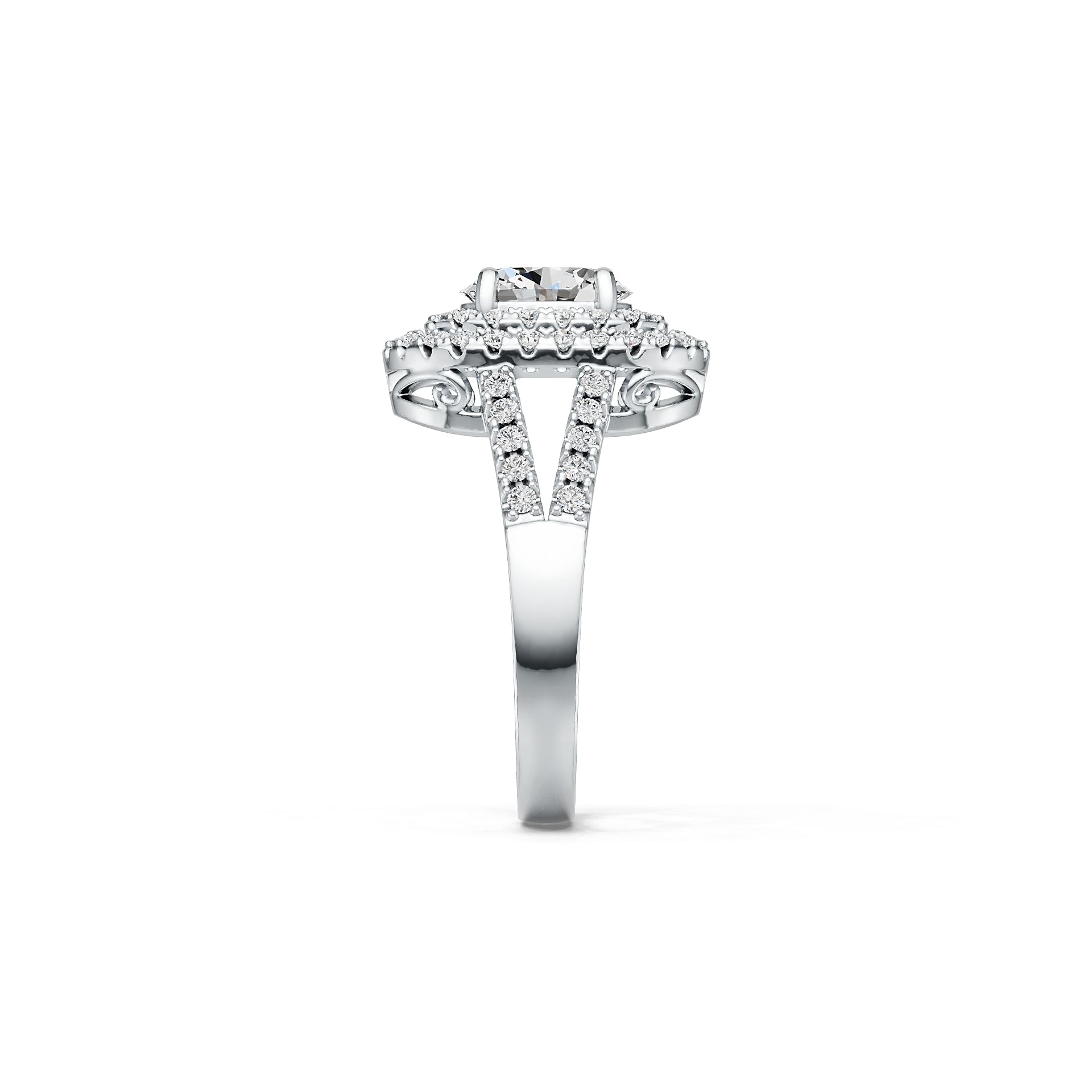 Sterling Silver Semi Mount Ring Setting Oval OV 8X6mm Double Halo Split Shank DHJ