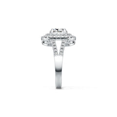 Sterling Silver Semi Mount Ring Setting Oval OV 8X6mm Double Halo Split Shank DHJ