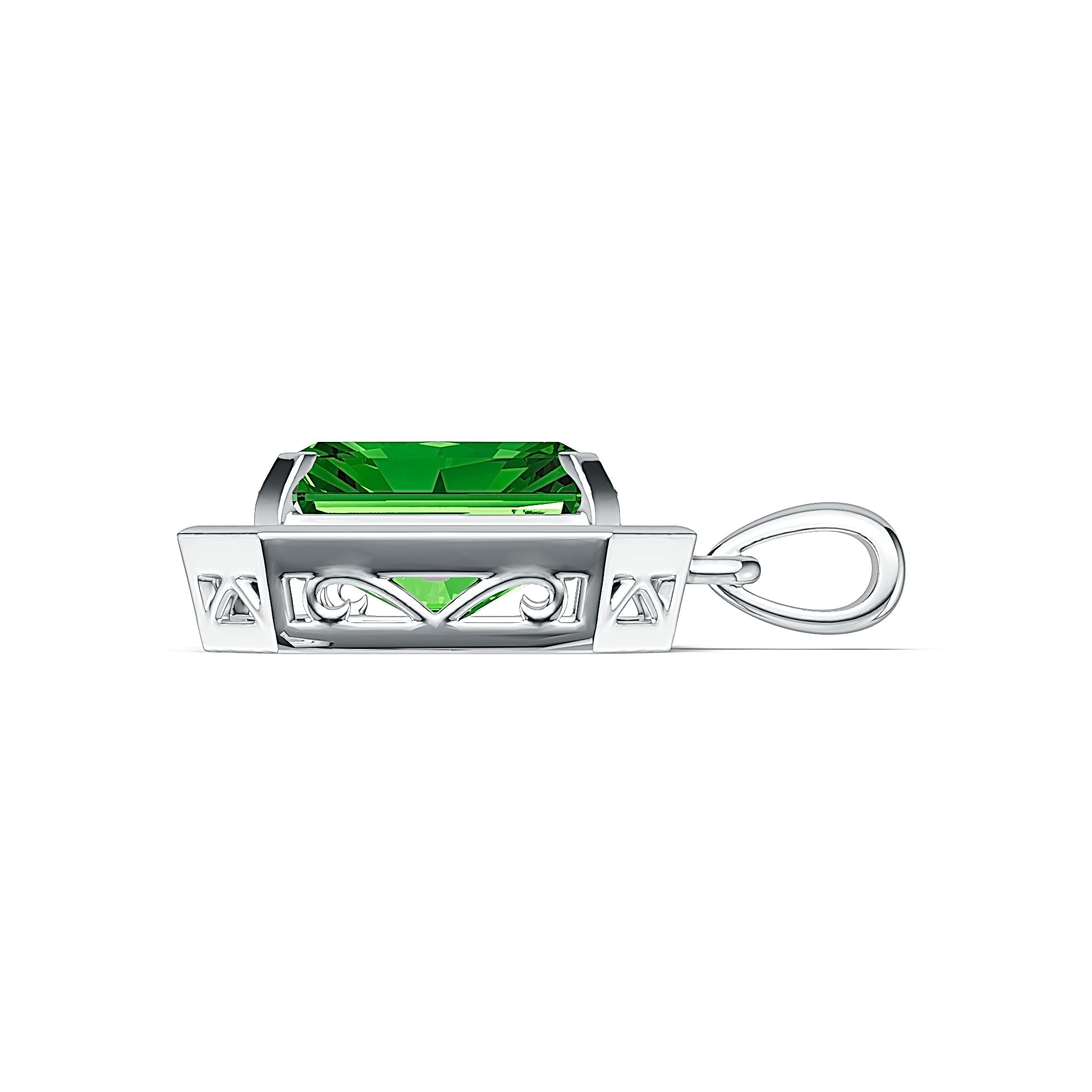 Sterling Silver Semi Mount Pendant Setting Emerald OCT 12X10mm DHJ
