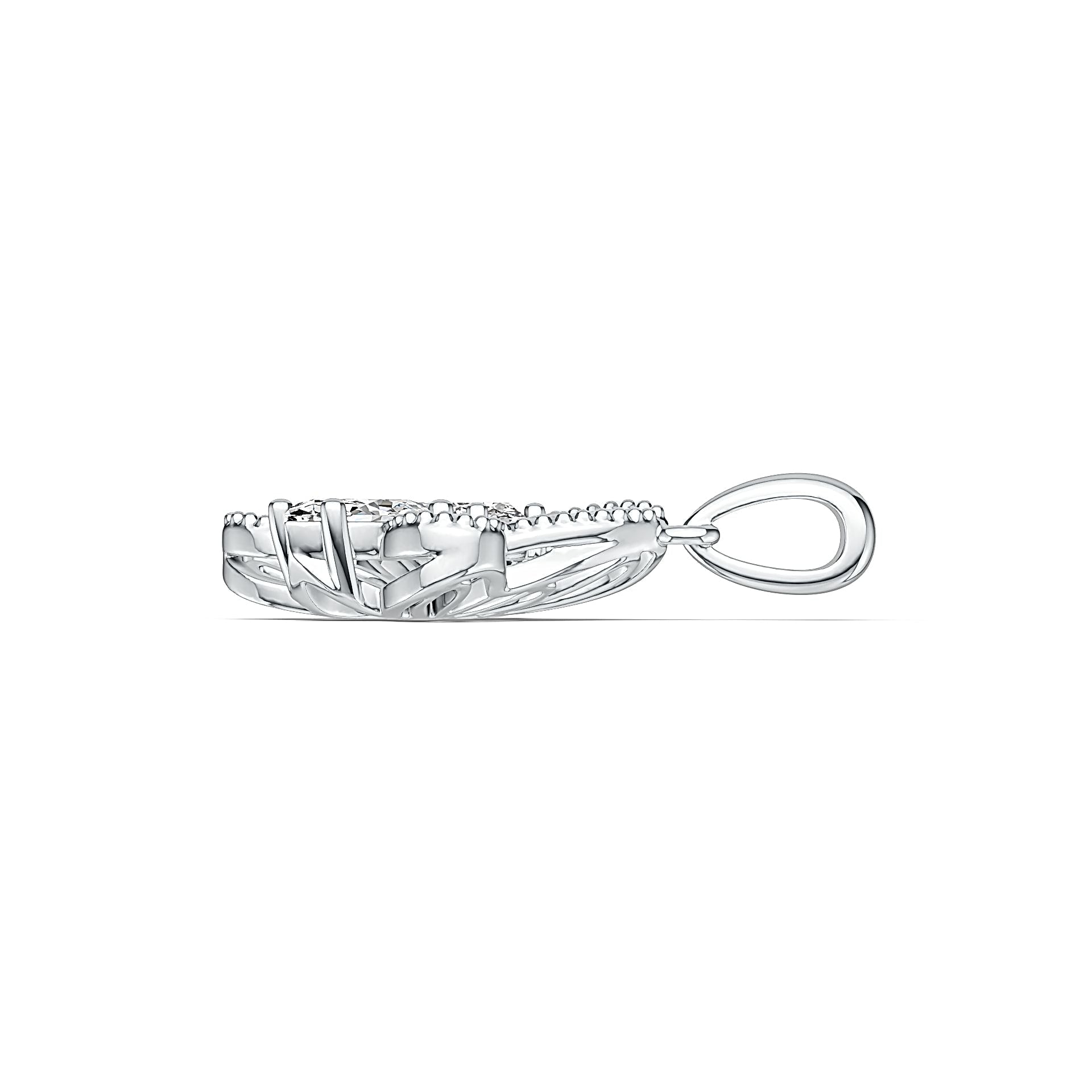 Sterling Silver Semi Mount Pendant Setting Marquise MQ 8X4mm RD 4X4mm Butterfly Theme DHJ