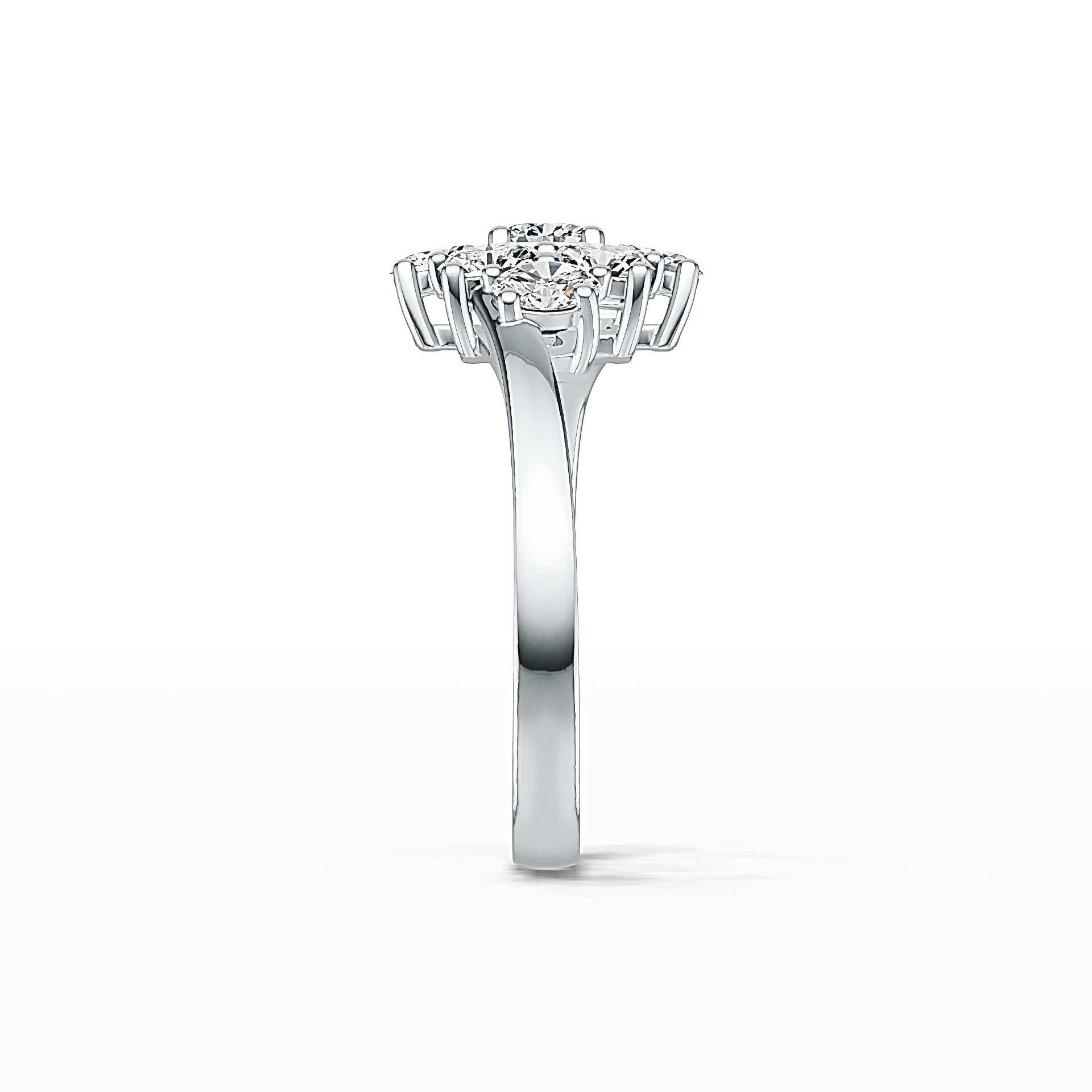 Sterling Silver Semi Mount Ring Setting Oval OV 4X3mm Bypass Cluster Ring - Syzjewelry