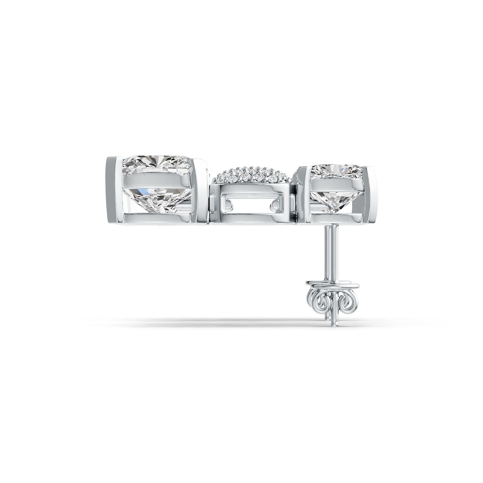 Sterling Silver Semi Mount Earrings Setting Cushion CU 11X9mm DHJ