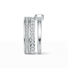 Sterling Silver Semi Mount Ring Setting Round RD 3.5mm Stackable Rings with White Topaz - Syzjewelry
