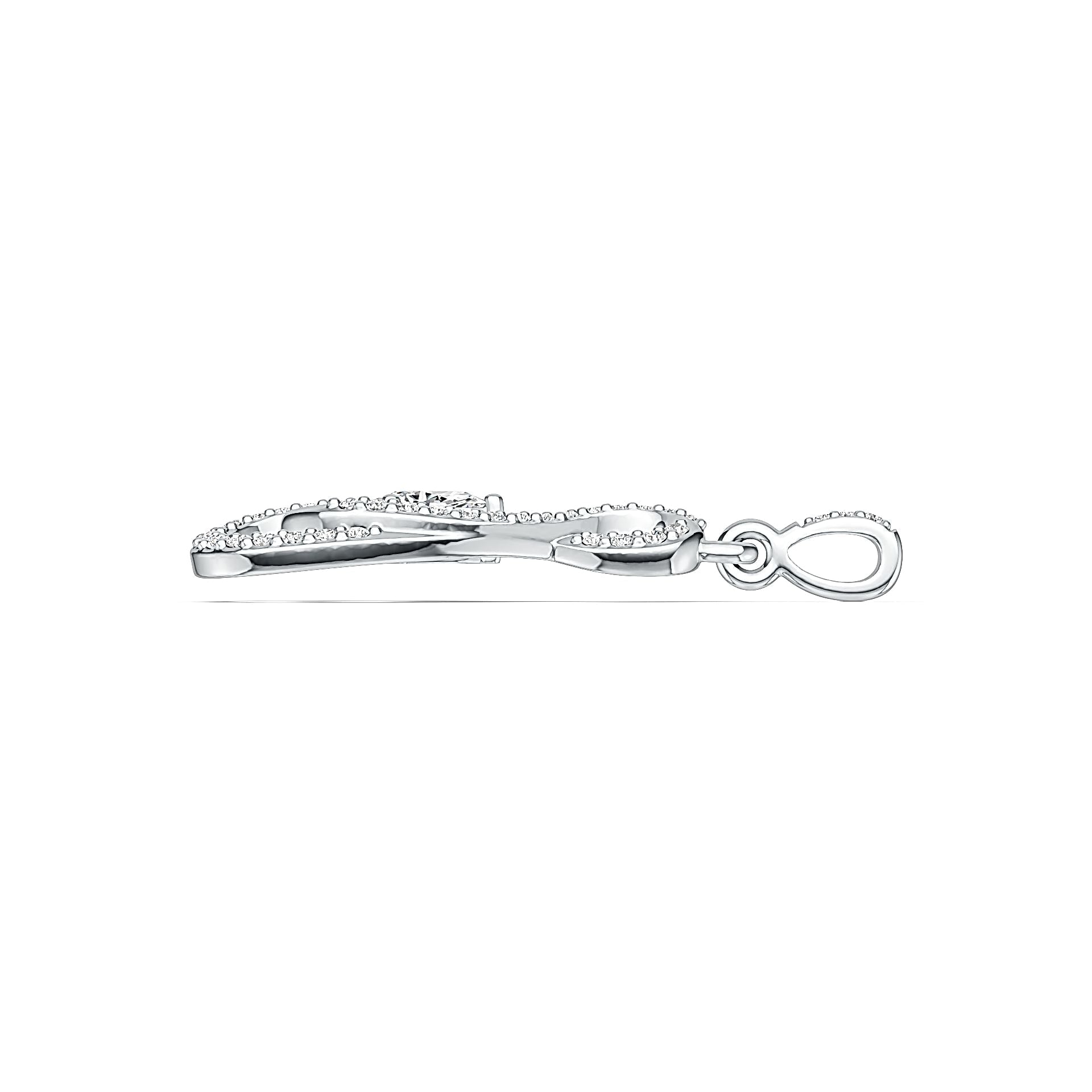 Sterling Silver Semi Mount Pendant Setting Pear PE 5X3mm with White Topaz DHJ