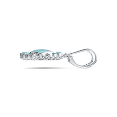Sterling Silver Semi Mount Earrings Setting Oval OV 9X7mm RD 3X3mm Cabochon DHJ