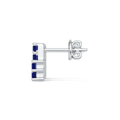 Sterling Silver Royal Blue Sapphire Stud Earrings Baguette BG 4x2mm