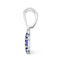 Sterling Silver Royal Blue Sapphire Hexagon Cluster Drop Earring Baguette BG 4x2mm