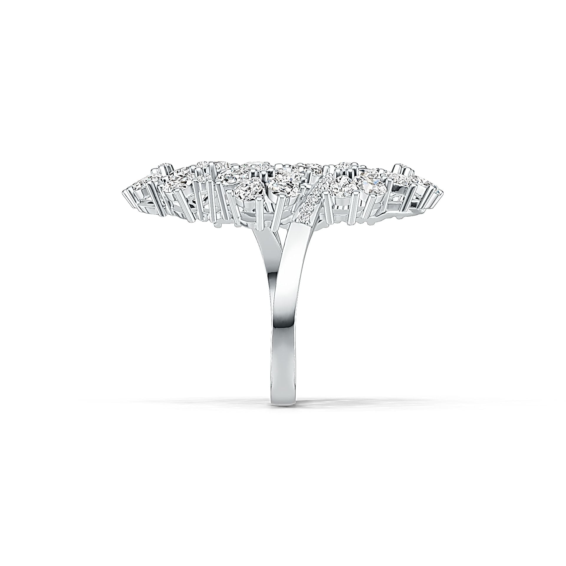 Sterling Silver Cocktail Cluster Ring with White Topaz or Moissanite - Syzjewelry