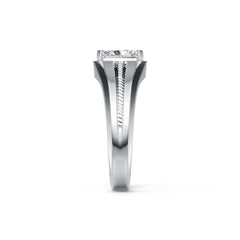 Platinum Moissanite Ring Emerald OCT 8X6mm Men's Ring