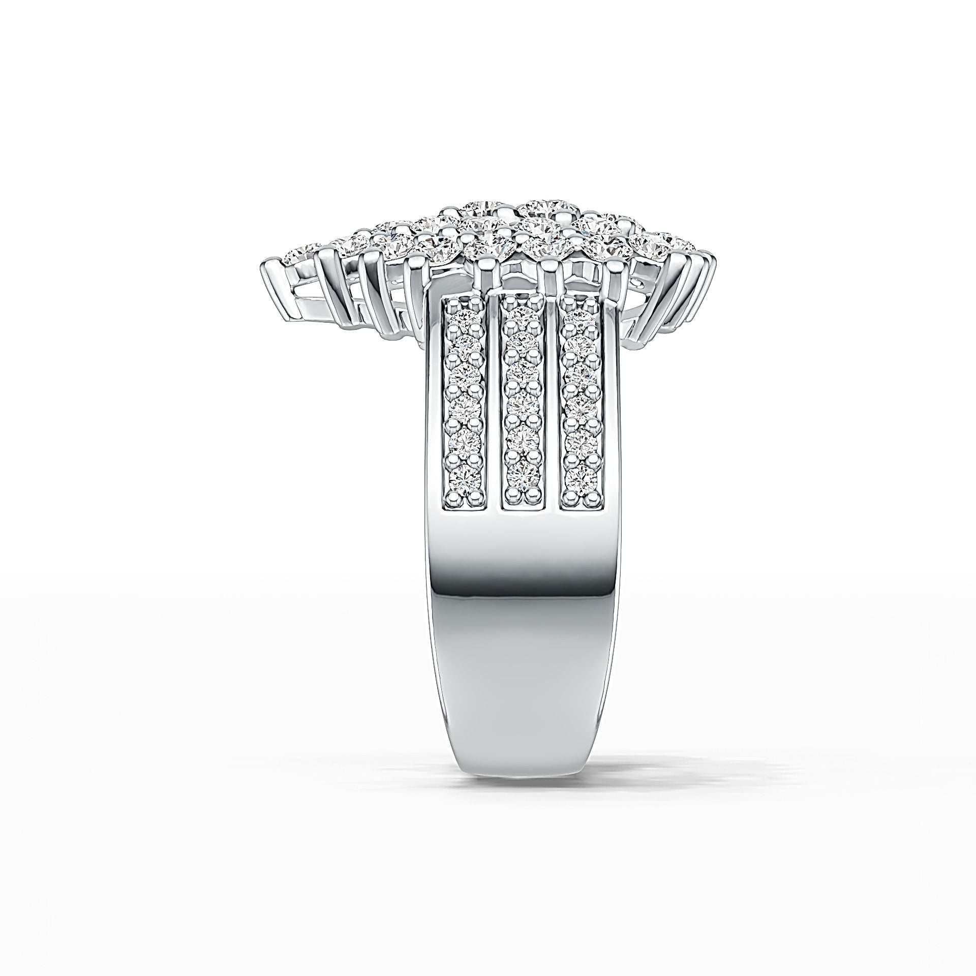 Sterling Silver Cluster Ring Pear-Shaped with White Topaz or Moissanite DHJ