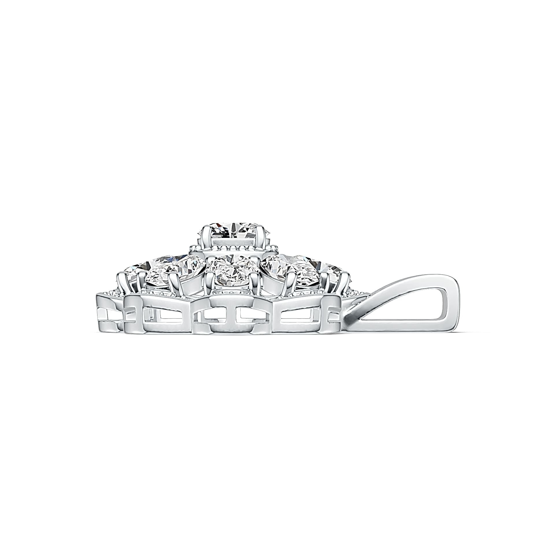 Sterling Silver Semi Mount Pendant Setting Oval OV 7X5mm with White Topaz DHJ