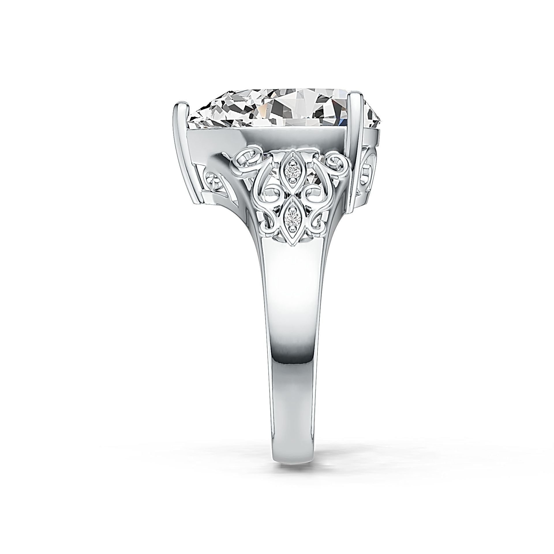 Sterling Silver Semi Mount Ring Setting Pear PE 16X12mm Filigree Band - Syzjewelry