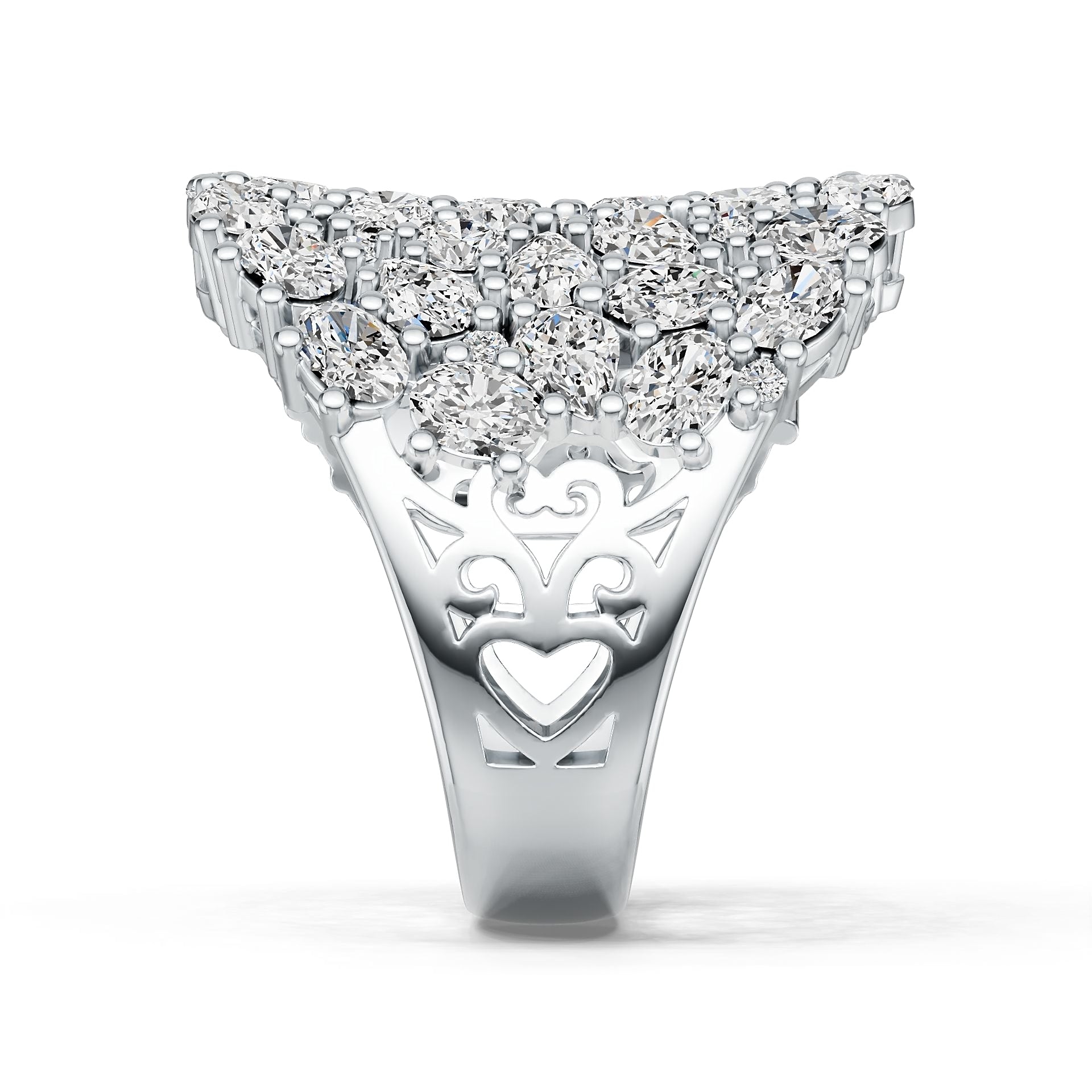 Sterling Silver Cluster Cocktail Ring with White Topaz or Moissanite DHJ