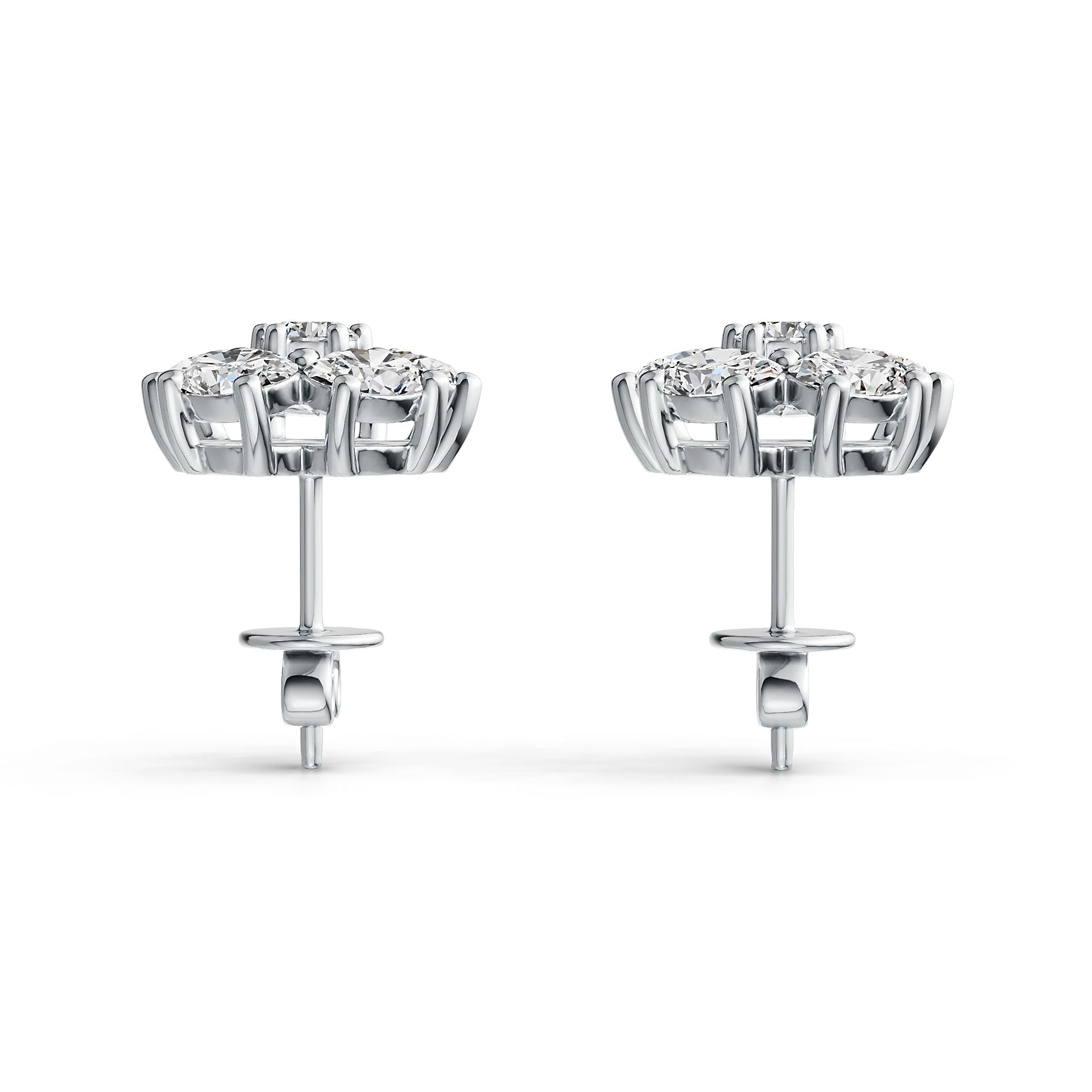 Sterling Silver Semi Mount Earrings Setting Oval OV 4X3mm RD 3x3mm DHJ