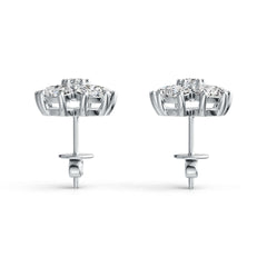 Sterling Silver Semi Mount Earrings Setting Oval OV 4X3mm RD 3x3mm DHJ