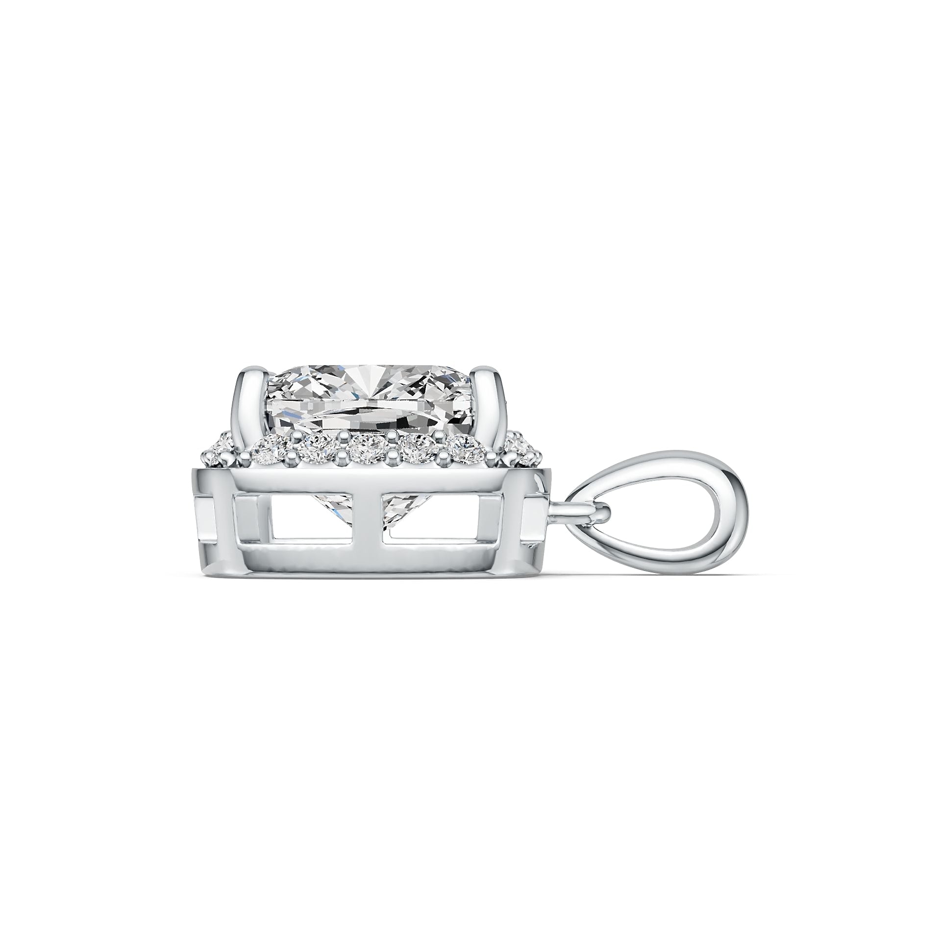 Sterling Silver Semi Mount Pendant Setting Cushion CU 11X11m Halo Syzjewelry