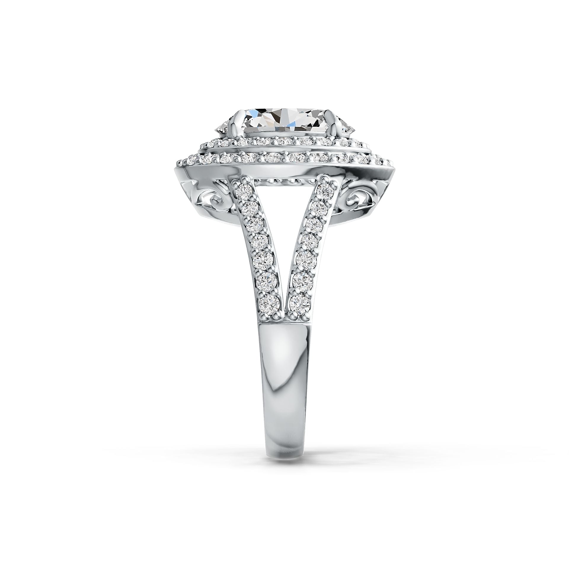 Sterling Silver Semi Mount Ring Setting Oval OV 10X8mm Halo Split Shank DHJ