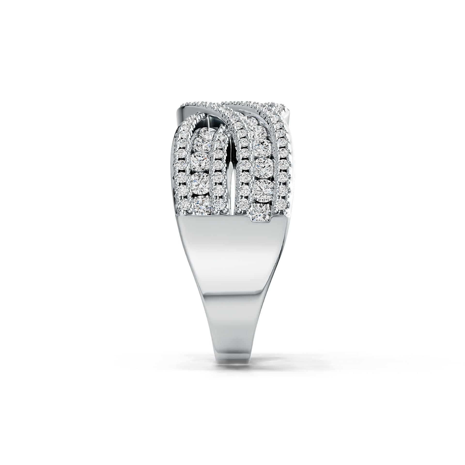 Sterling Silver Ring Twisted Wave Theme with White Topaz or Moissanite - Syzjewelry
