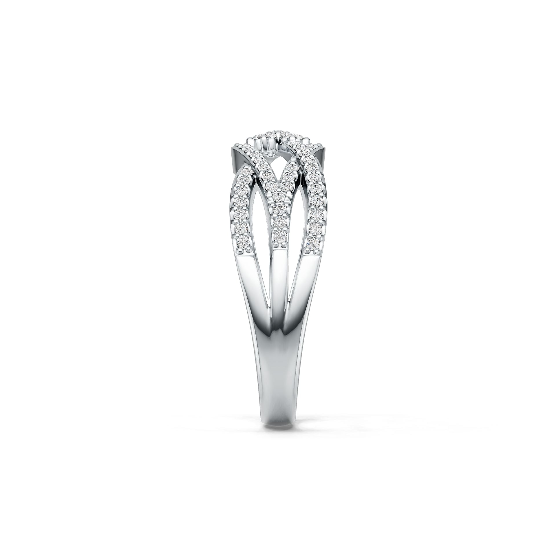 Sterling Silver Ring Entwined Style with White Topaz or Moissanite DHJ