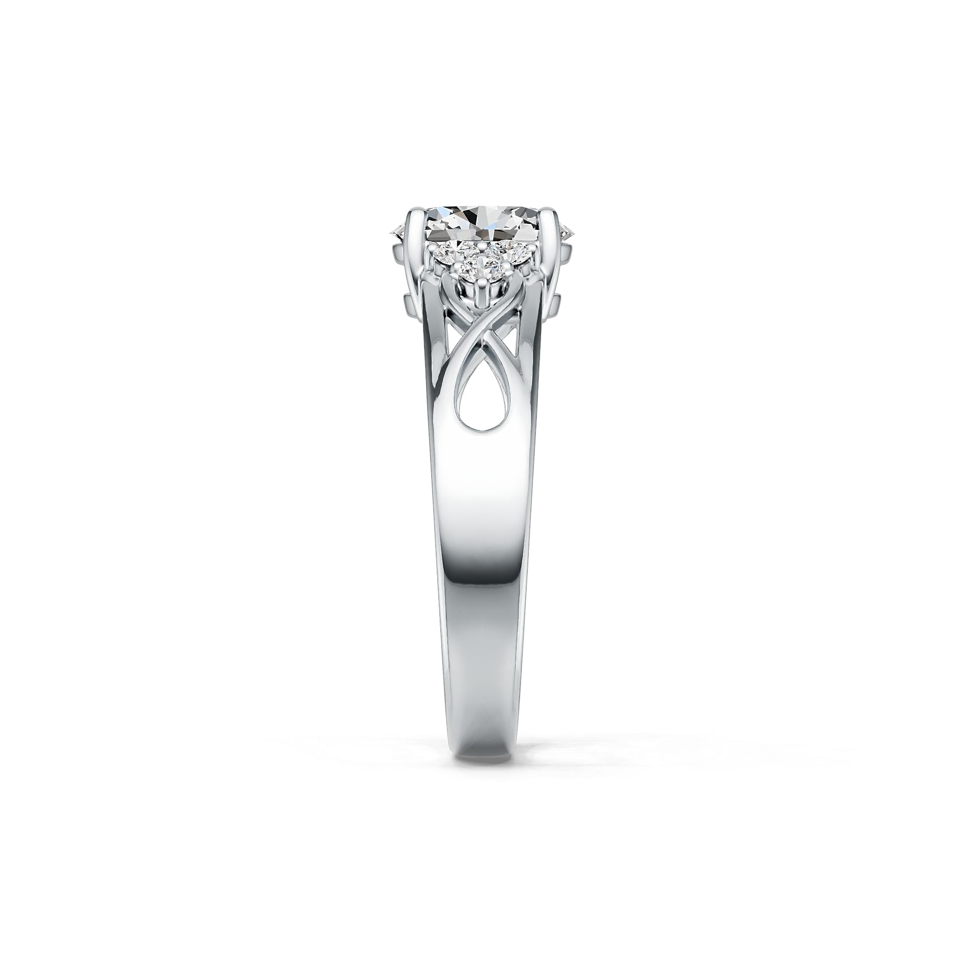 Sterling Silver Semi Mount Ring Setting Oval OV 8X6mm Infinity Shank DHJ