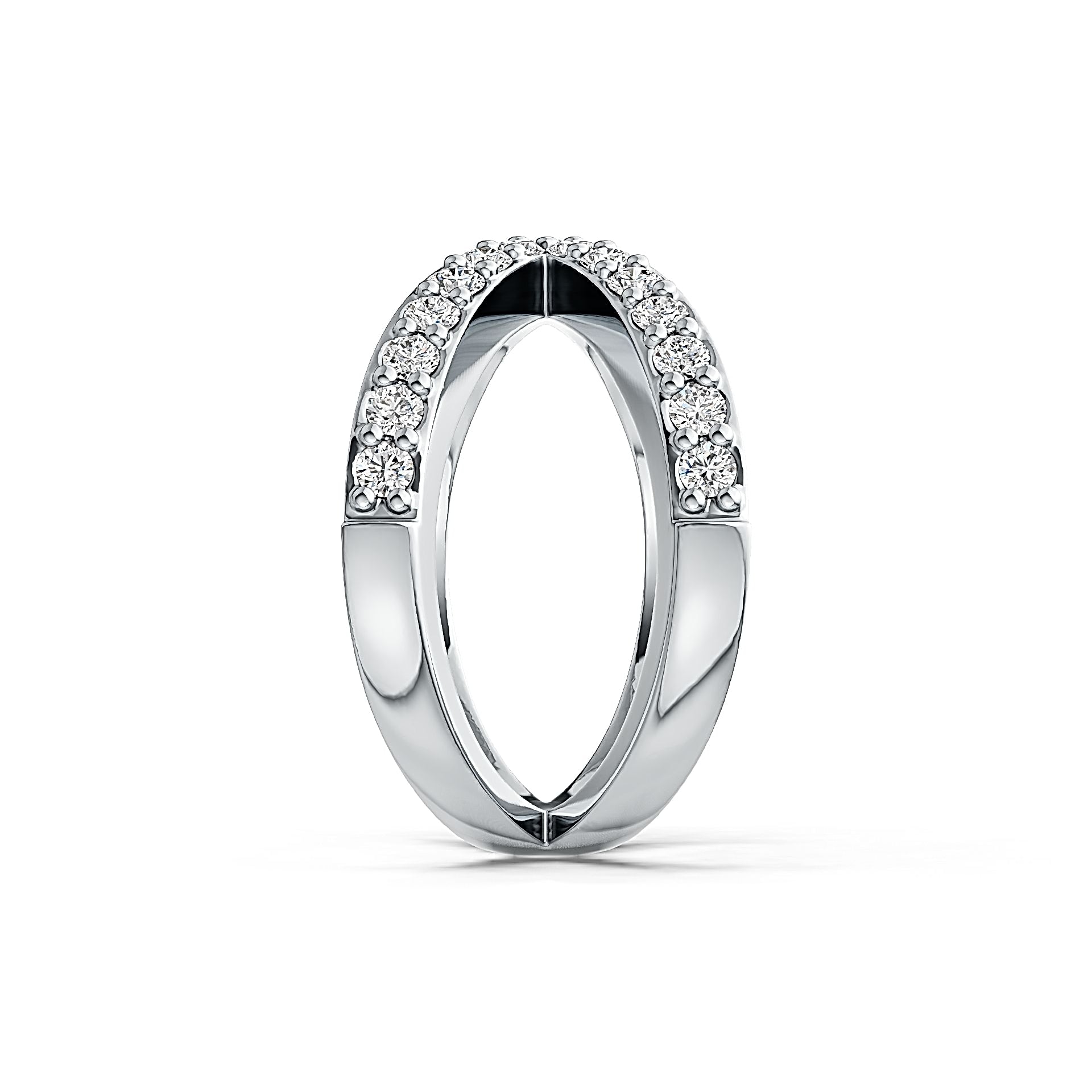 Sterling Silver Ring Crisscross X Theme with White Topaz or Moissanite - Syzjewelry