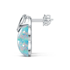 Sterling Silver Opal Earrings 13x12mm